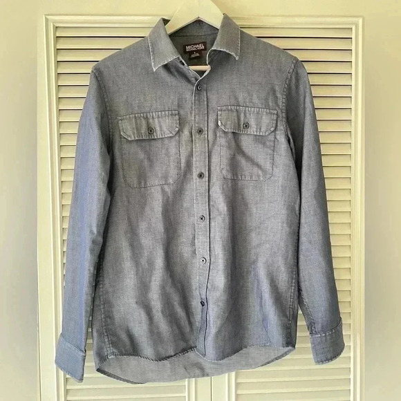 Michael Kors Gray/Blue Men’s Button Down Shirt SZ S - Picture 1 of 8